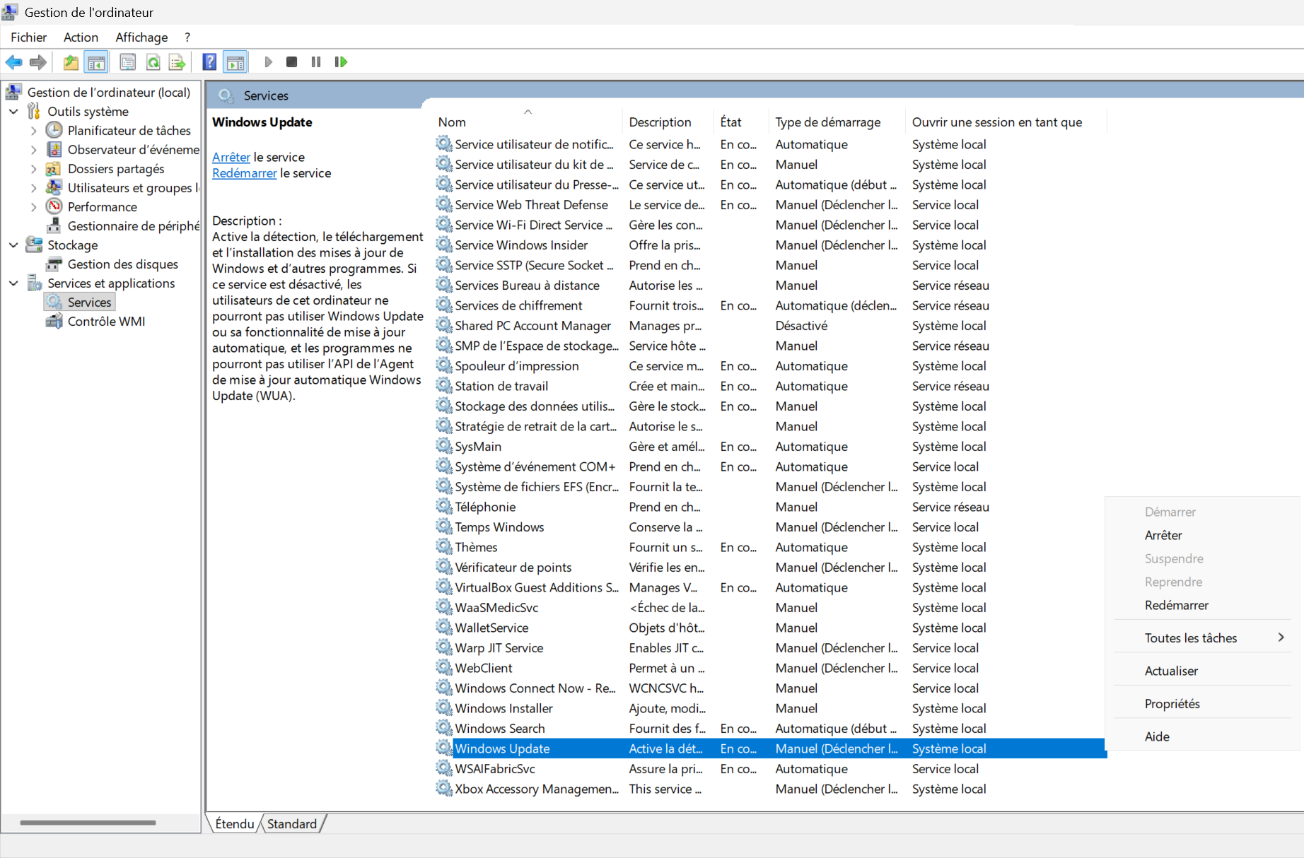 Redemarrage Windows Update